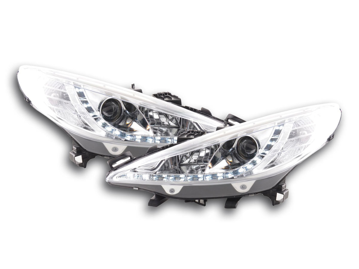 Scheinwerfer Set Daylight LED Tagfahrlicht Peugeot 207 06- chrom für Rechtslenker Scheinwerfer Set Daylight LED Tagfahrlicht Peugeot 207 06- chrom für Rechtslenker